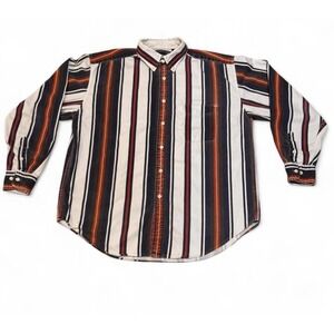 VINTAGE American Eagle Outfitters Men's Striped Cotton Button-Down Shirt L